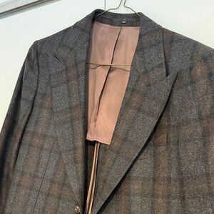 Suitsupply Gray and Brown Plaid Blazer
